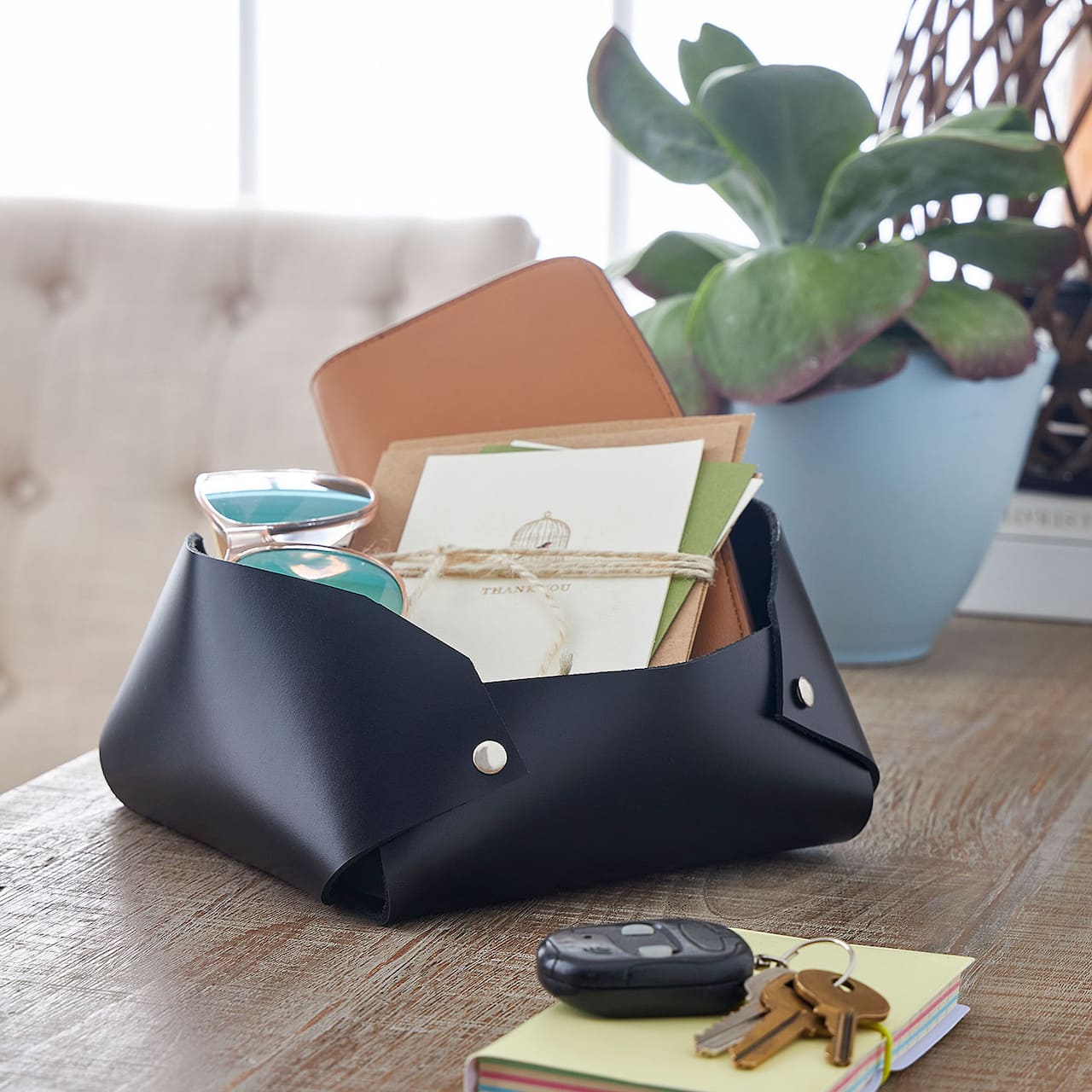 Panier en cuir